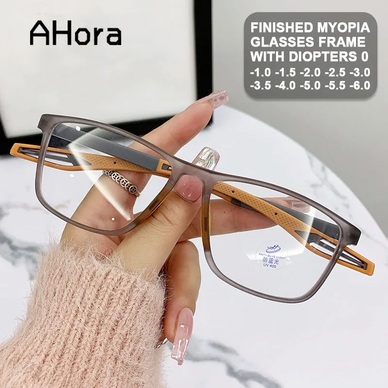 

Ahora Ultralight TR90 Sport Finished Myopia Glasses Frame For Men Women Spectacles Frames Nearsighted Glasses Male Diopters 0~-4