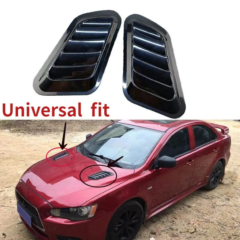 

Universal Car Accessories Front Hood DIY Vent Scoop Air Duct Flow Bonnet Intake Decorative Cover Exterior Parts Black glossy