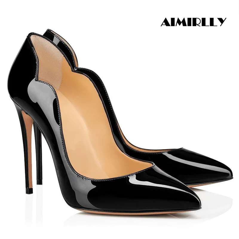 

2024 Trend Shoes for Women Pointed Toe High Heels Pumps Curve Ladies Evening Party Wedding Stilettos Heel Slip-On Patent