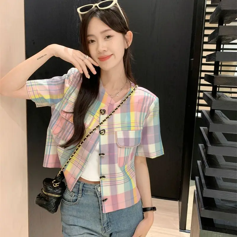 2023 Spring New Women's Coat Version Sweet Fashionable Versatile Checker Panel Round Neck Short Sleeve Jacket Free Shipping
2023 Spring New Women's Coat Version Sweet Fashionable Versatile Checker Panel Round Neck Short Sleeve Jacket Free Shipping
