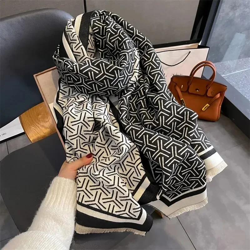 

Thick Cashmere Winter Shawl Scarf Fashion Travel Pashmina Warm Bufanda Double Side Diffrent Print Poncho Wraps Blanket Echarpe