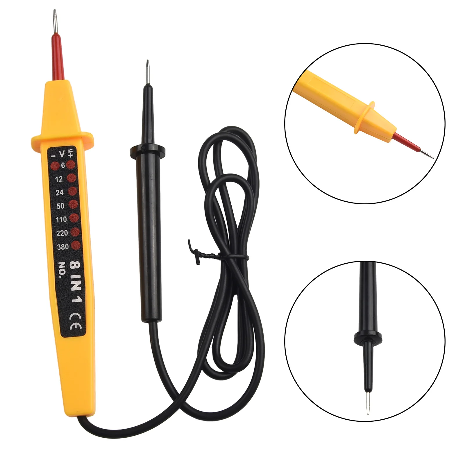 8 In1 Voltage Tester Voltage Tester 50 - 500Hz 6-12 - 24 - 50VDC Dimensions Display Elements Frequency Range Material
8 In1 Voltage Tester Voltage Tester 50 - 500Hz 6-12 - 24 - 50VDC Dimensions Display Elements Frequency Range Material