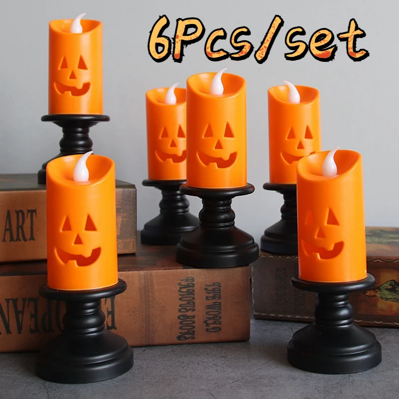6pcs Halloween Lights LED Candle Pumpkin Candlestick Lamp, Spider Happy Halloween Carnival Party Decoration Horror Props
6pcs Halloween Lights LED Candle Pumpkin Candlestick Lamp, Spider Happy Halloween Carnival Party Decoration Horror Props