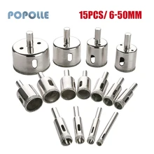 15PCS Glass Hole Opener Set 6-50mm Diamond Coated HSS Drill Bit Suitable for Ceramic Tile and Marble Core Tool Emery Hole Opener
15PCS Glass Hole Opener Set 6-50mm Diamond Coated HSS Drill Bit Suitable for Ceramic Tile and Marble Core Tool Emery Hole Opener