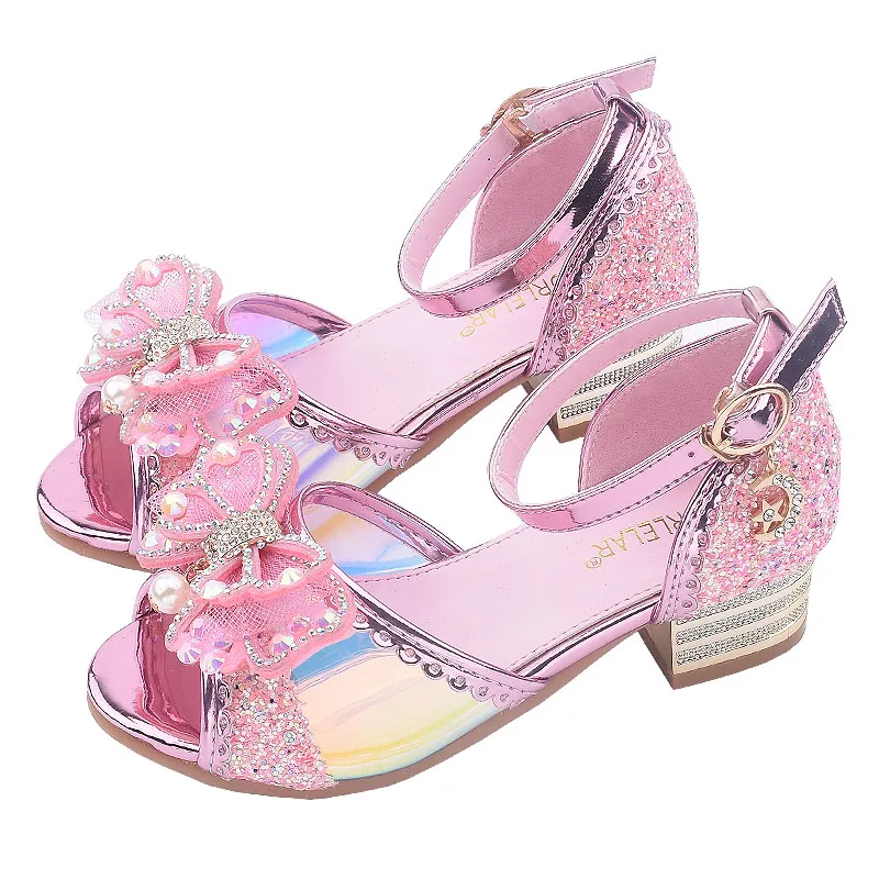 Summer Girls Sandals with Heel Fashion Crystal Shiny Glitter Shoes Children Girls Princess Bowtie Pearl Dancing Shoes SW008
Summer Girls Sandals with Heel Fashion Crystal Shiny Glitter Shoes Children Girls Princess Bowtie Pearl Dancing Shoes SW008