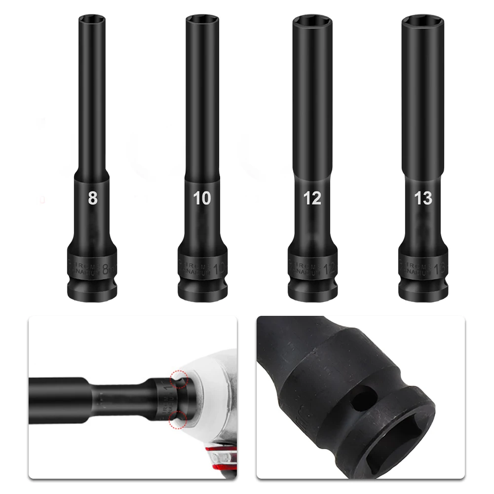 4pcs 1/2inch Drive Socket Impact Wrench Hex Socket Head Adapter Spanner Converter For Electric Wrench Air Tool 8/10/12/13mm
4pcs 1/2inch Drive Socket Impact Wrench Hex Socket Head Adapter Spanner Converter For Electric Wrench Air Tool 8/10/12/13mm