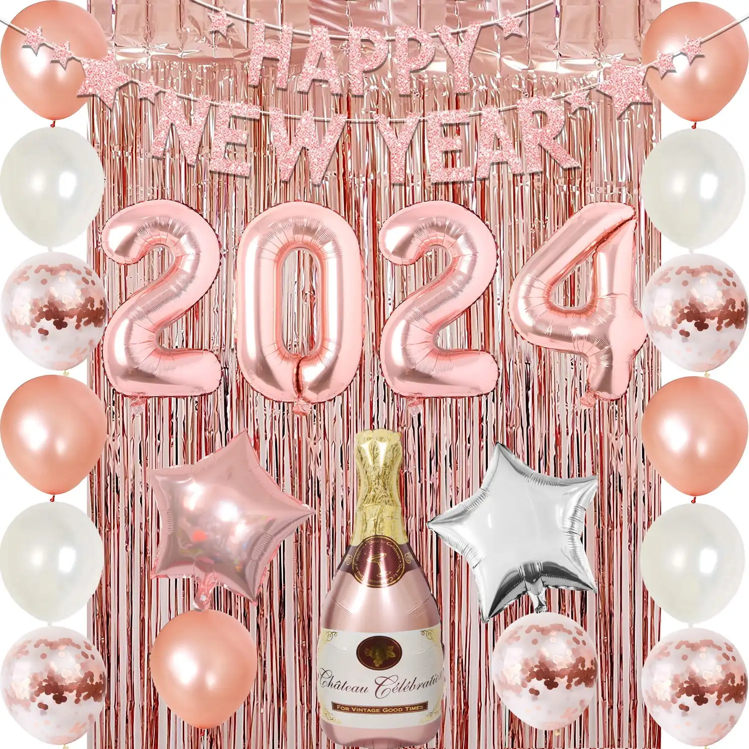 

Набор новогодних украшений, воздушные шары с баннерными цифрами, занавес с мишурой, товары для вечеринок, 2022 г.