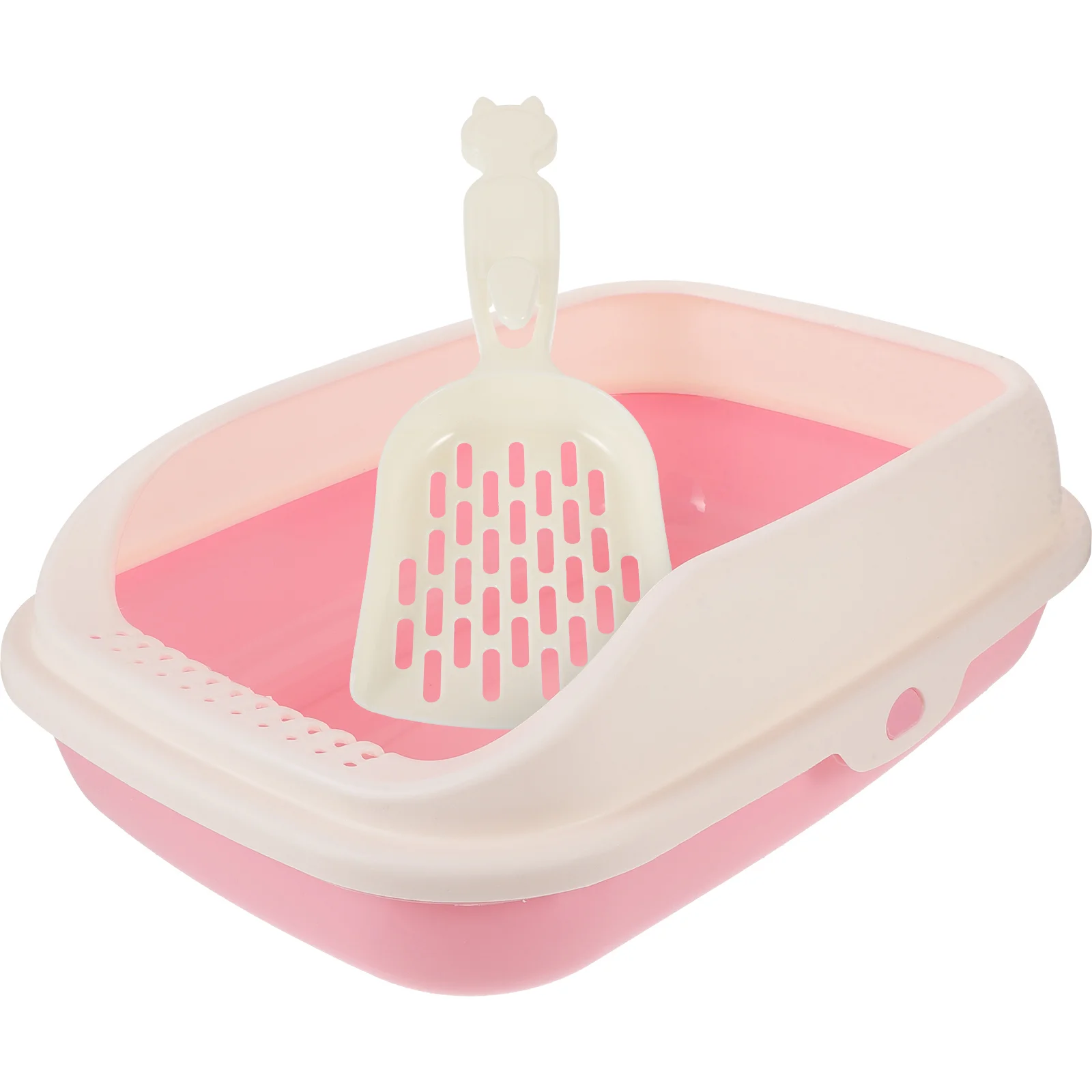 

1 Set Household Cat Litter Box Semi-Enclosed Cat Toilet Pan with Scoop