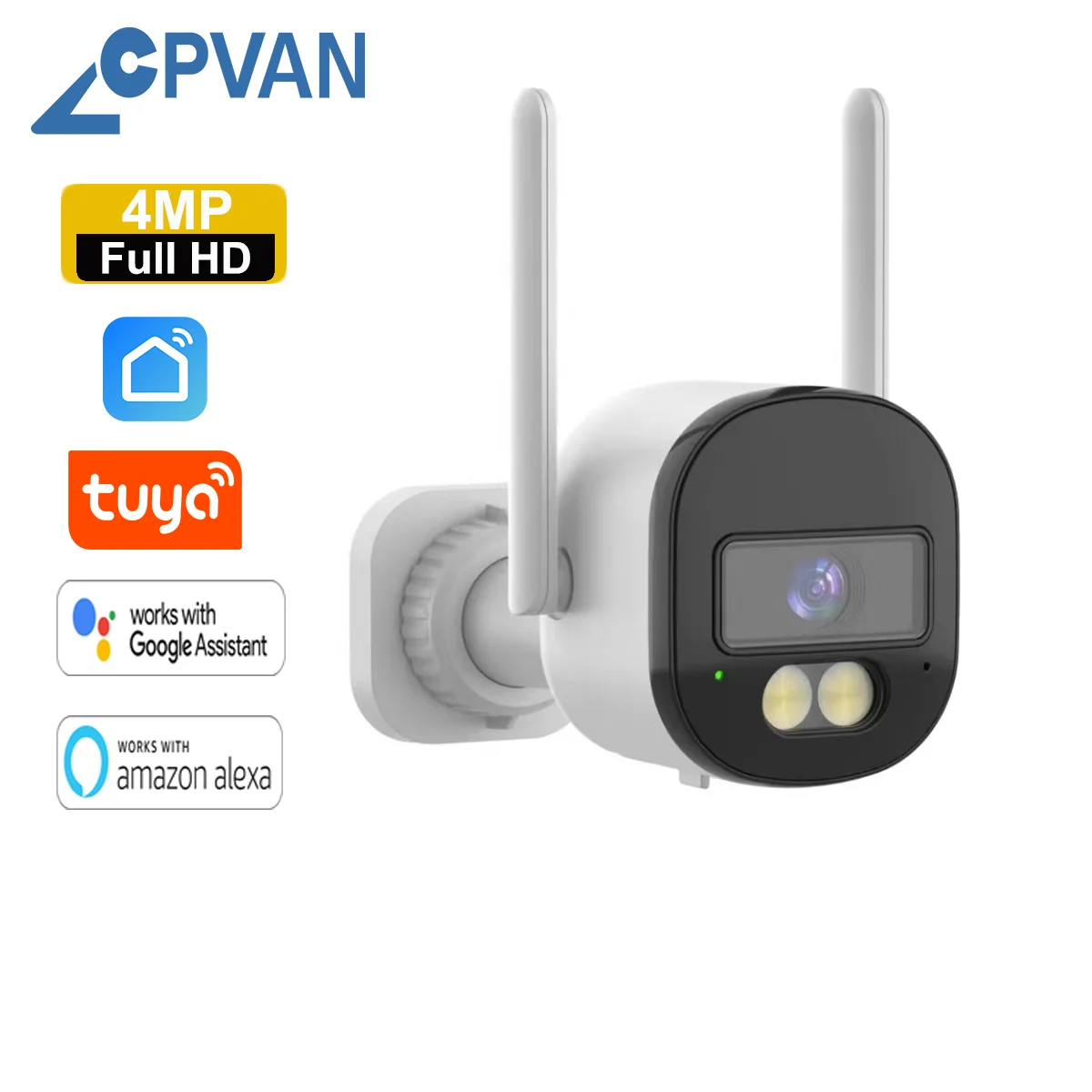 

CPVAN Tuya 2.4G/5G Wireless HD 4MP Camera security Human Detect Video Monitoring Night Vision Smart Outdoor Surveillance Camera