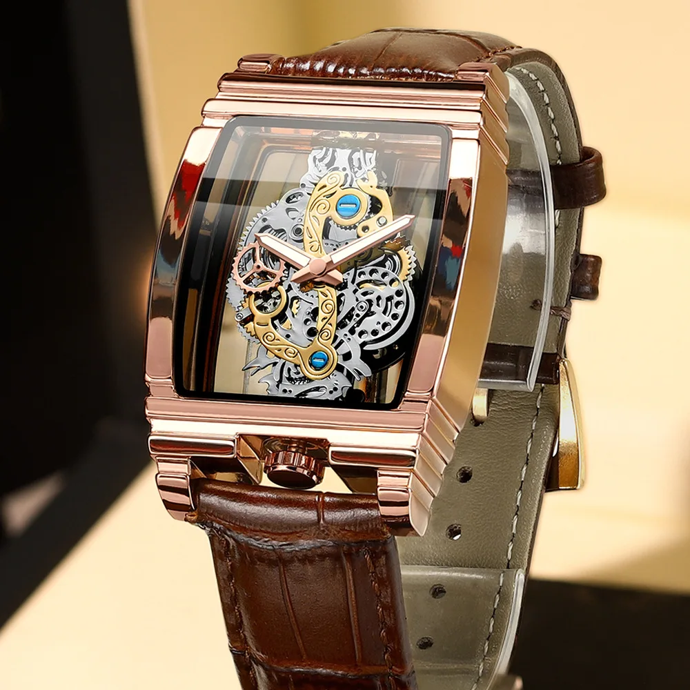 New barrel type men's quartz watch square transparent full hollow flywheel waterproof watch leather steel band luminous watch
New barrel type men's quartz watch square transparent full hollow flywheel waterproof watch leather steel band luminous watch