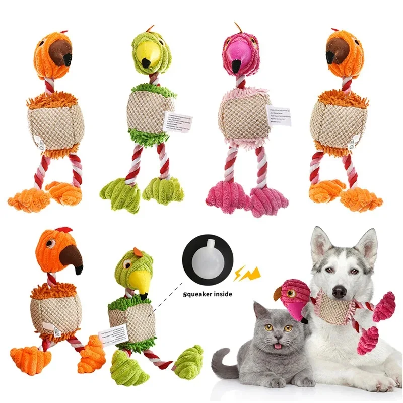 

Plush Dog Toys For Small Large Dogs Funny Bird Squeak Chew Toy Cotton Rope Bite Resistant Puppy Toys Pets Interactive Supplies