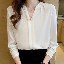 2022 Spring New White Chiffon Blouse Women V Neck Blouses et Chemises Office Lady Solid Woman Clothing Long Sleeve Shirt Ladies
2022 Spring New White Chiffon Blouse Women V Neck Blouses et Chemises Office Lady Solid Woman Clothing Long Sleeve Shirt Ladies