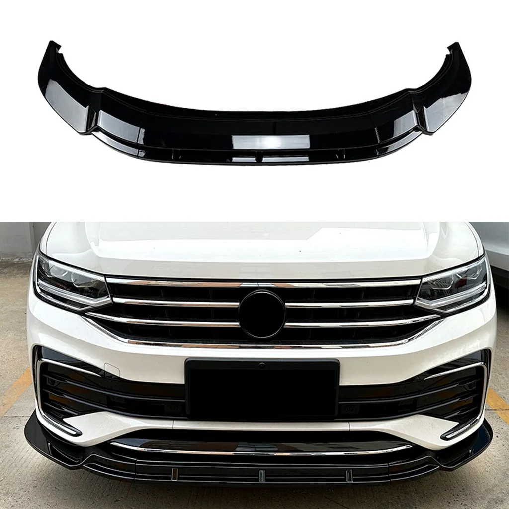 

Black Car Front Bumper Lip Spoiler Diffuser Splitters Body Kit Aprons Cover Guard Trim Fit For Volkswagen Tiguan Rline 2021+