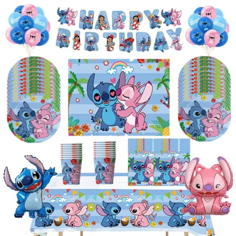 

Disney Lilo&Stitch Theme Balloon Birthday Party Decorations Paper Tableware Plates Cups Napkin Banner Holiday DIY Parti Supplies