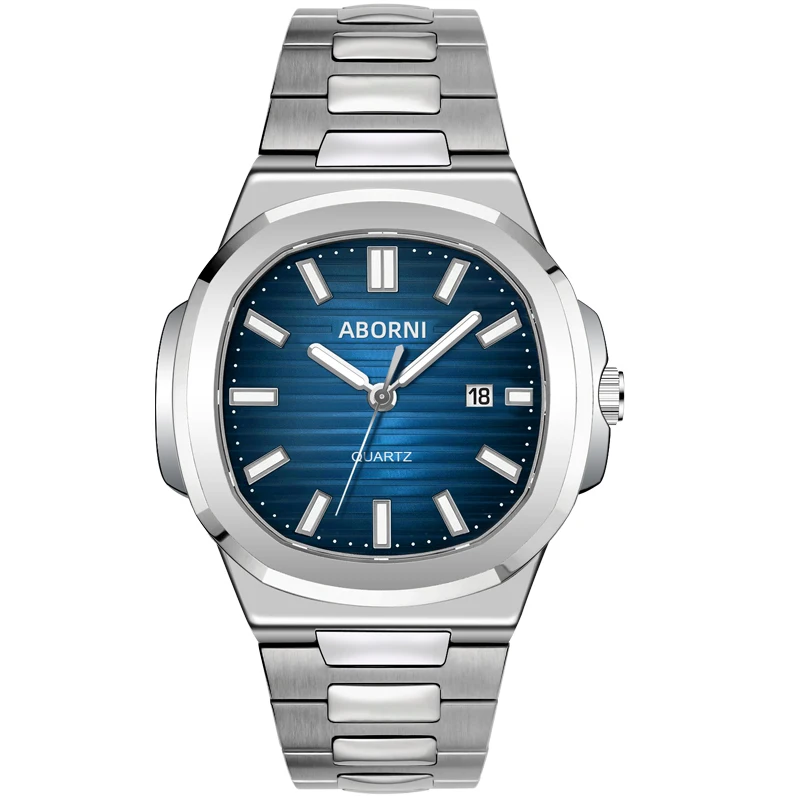 

Luxury Men Watch Men's Quartz Wristwatch Classic Brand Black Blue Dial Roman Numbers Stainless Steel Reloj Business Man Clock