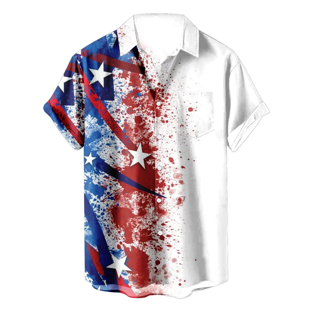

Гавайская рубашка для мужчин и женщин, Повседневная пляжная сорочка с американским флагом и 3D принтом, крутой Топ оверсайз с коротким рукавом для отпуска, лето