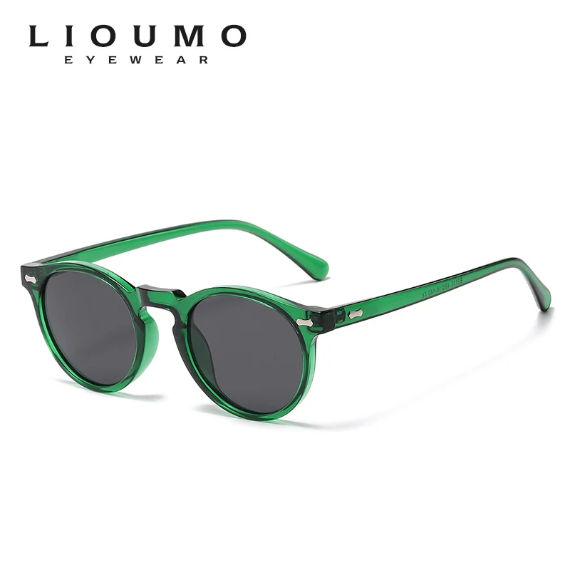 

Brand Designer Retro Rivet Polarized Sunglasses Men Women Black UV400 Round Glasses Green Shades Anti-Glare lunettes de soleil