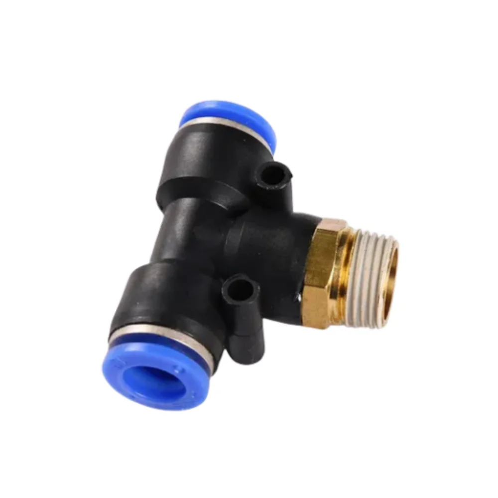 

Free shipping HIGH QUALITY 5Pcs Pneumatic 1/2" Male Thread 12mm Push In Quick Fittings T Connectors PB12-04