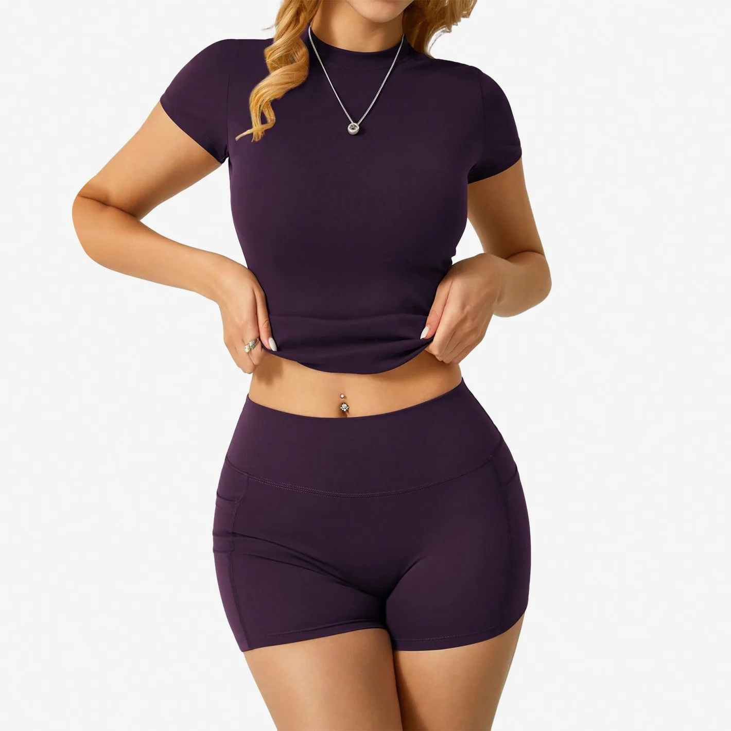 color of na Women's Brushed Fleece Yoga 2-Piece Set High-End Tight Nude Feeling Hip-Lifting Quick-Drying Fitness Sportswear 2 Sea2cf17f2a1445769186950c1d26365dE