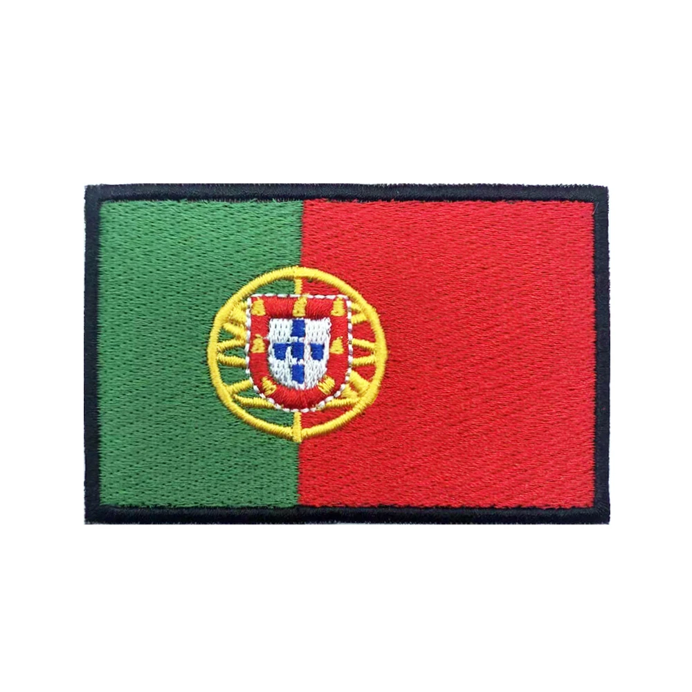 

Portuguese flag Portugal Patches Armband Embroidered Patch Hook & Loop Iron On Embroidery Badge Military Stripe