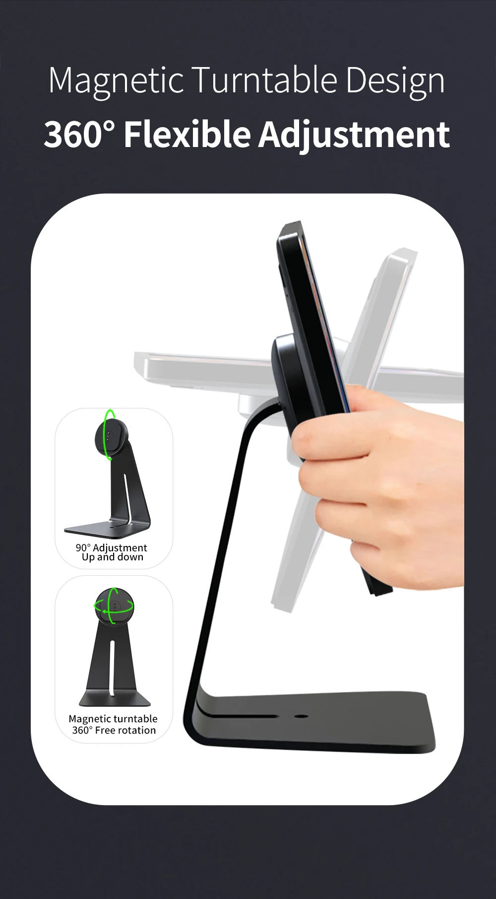 magnetic iPad desk stand with charging case