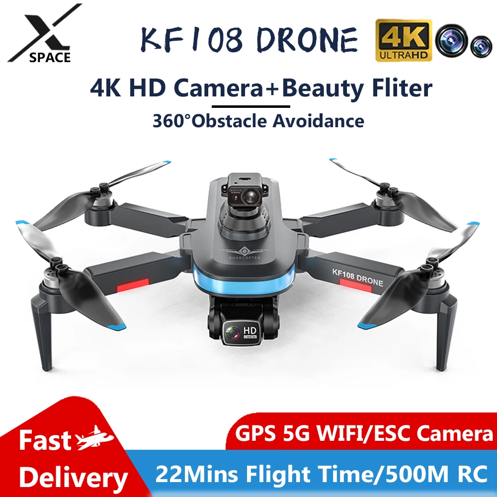 Drone KF108/KF108 Max GPS 4K HD Camera Professional Wifi Brushless 360° Obstacle Avoidance Brushless Motor RC Quadcopter Toys
Drone KF108/KF108 Max GPS 4K HD Camera Professional Wifi Brushless 360° Obstacle Avoidance Brushless Motor RC Quadcopter Toys