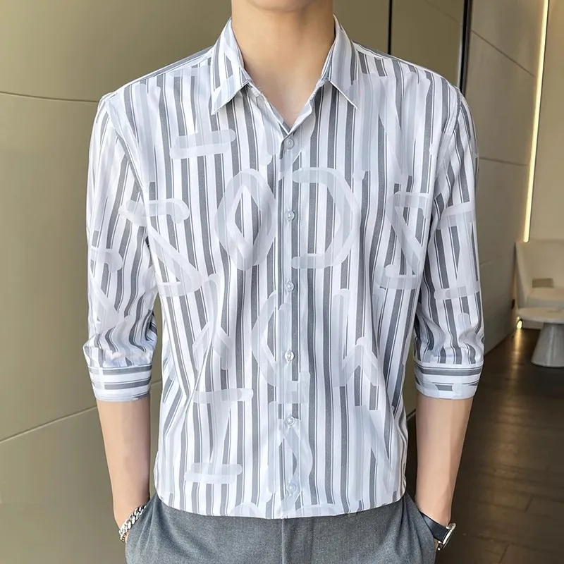 5XL Plus Size Half Sleeve Fashion Striped Shirt Men Clothing Summer Spring Korean Casual Slim Fit Shirts Blouse Homme Streetwear
5XL Plus Size Half Sleeve Fashion Striped Shirt Men Clothing Summer Spring Korean Casual Slim Fit Shirts Blouse Homme Streetwear