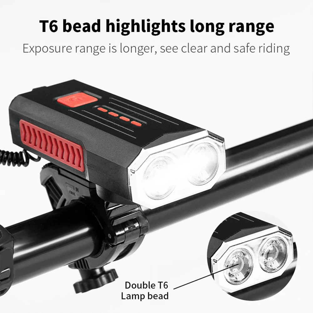 

Rechargeable Bike Light with Horn Super Bright High Lumens 3 Adjustable Modes Front Rear Bicycle Light Emergency Lamp Accessory
