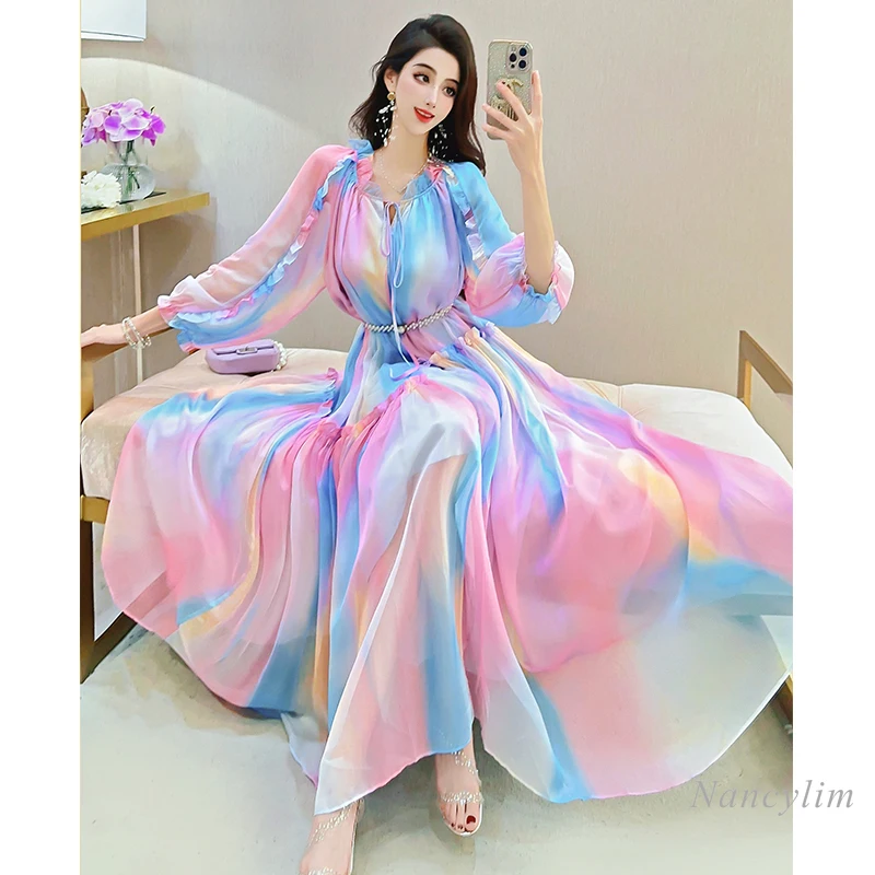 Sweet Style Print Dress for Women 2023 Summer Fall New Loose V-neck Chiffon Big Hem Travel Vacation Bohemian Maxi Long Dress
Sweet Style Print Dress for Women 2023 Summer Fall New Loose V-neck Chiffon Big Hem Travel Vacation Bohemian Maxi Long Dress
