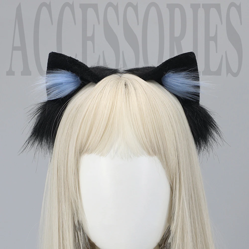 

Lolita Cosplay Cat Ears Headband Anime Dance Party Costume Wolf Fox Ear Plush Hairband Girls Kawaii Hair Accessories Props