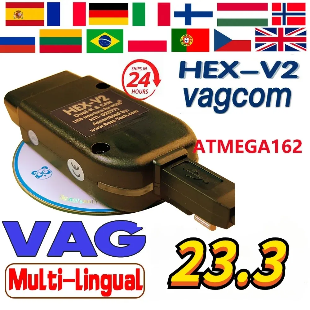 

2024 Newest VCDS VAGCOM 23.3.1 VAG COM Popular Vcds Francais Hex V2 FOR VW for AUDI Skoda Seat Vag French English Atmega162