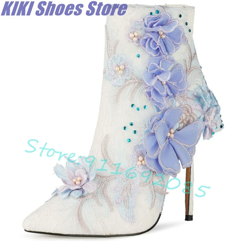 Banquet wedding hand-beaded flowers Mori girl style sweet short boots pointed toe ultra-high stiletto bridal shoes toast shoes
Banquet wedding hand-beaded flowers Mori girl style sweet short boots pointed toe ultra-high stiletto bridal shoes toast shoes