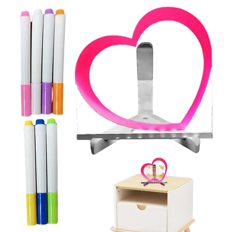 Clear Acrylic Dry Erase Board Heart Design Planning Boards With 7 Color Marker Creative Dry Erase Board Reusable LED Light
Clear Acrylic Dry Erase Board Heart Design Planning Boards With 7 Color Marker Creative Dry Erase Board Reusable LED Light