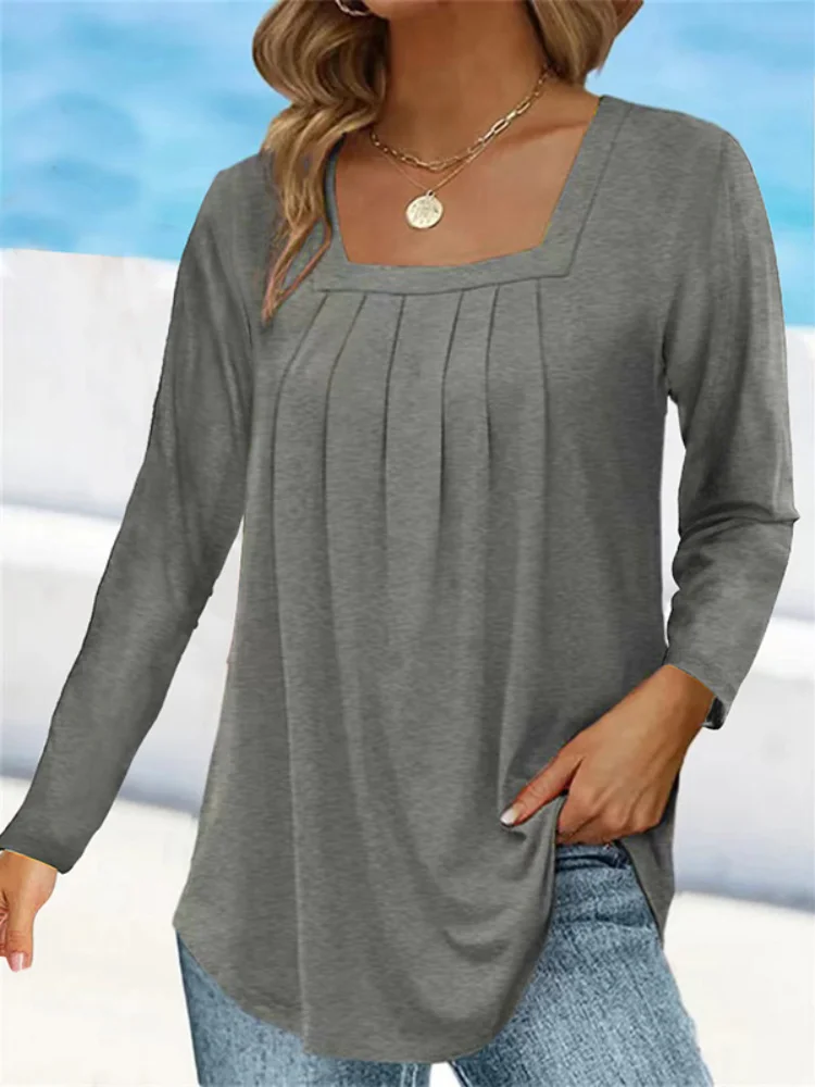 Women's Fashion Autumn Winter T-Shirt Long Sleeve Pullover Ladies Tops Solid Color Oversized Shirts Female
Women's Fashion Autumn Winter T-Shirt Long Sleeve Pullover Ladies Tops Solid Color Oversized Shirts Female