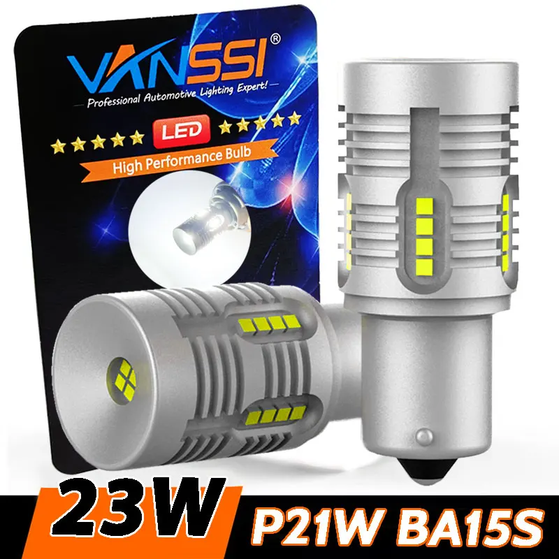 

2800LM BA15S P21W LED Bulb VANSSI 1156 7506 1141 Single Polar LED Canbus Error Free for Car Backup Lamp Super Bright 23W White