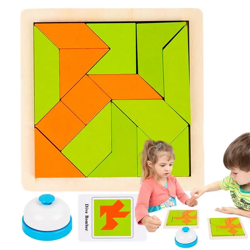 

Tangrams For Kids Wooden Tangram Shapes Puzzle Toys Logic IQ Game Colorful Shape Pattern Montessori STEM Educational Toys Gift
