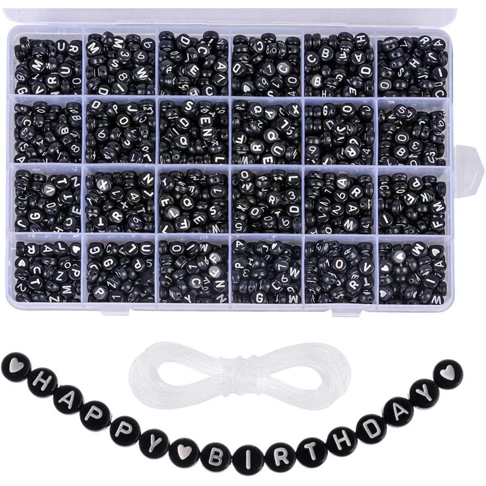 

1200Pcs 4x7mm Round Acrylic Letter Beads A-Z Heart and Alphabet Letter Beads for Bracelets Jewelry Making Necklaces