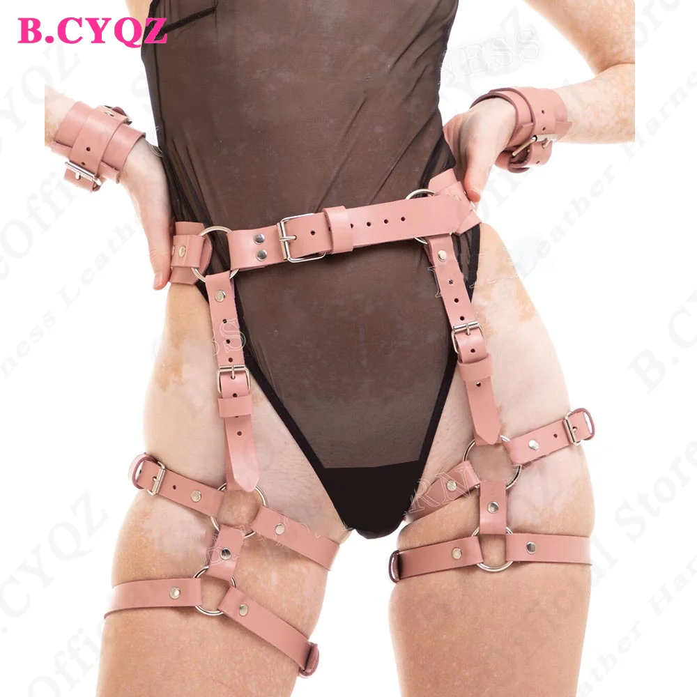 

БДСМ ноги бондаж сексуальный розовый искусственная кожа жгут для женщин гот бедра пояс для чулок фетиш подвязки меч ремень модные аксессуары