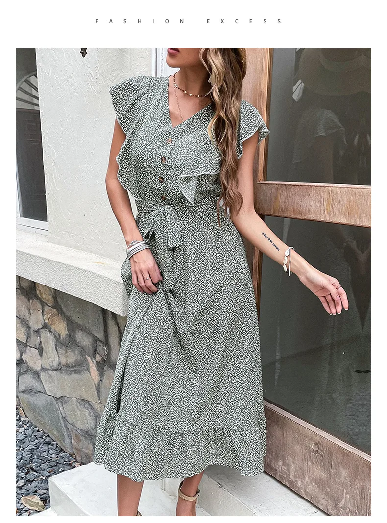 New Women's Dress Print High Waist Green Retro Dresses Woman Clothes Simply Summer Holiday Casual Ladies Clothes
New Women's Dress Print High Waist Green Retro Dresses Woman Clothes Simply Summer Holiday Casual Ladies Clothes