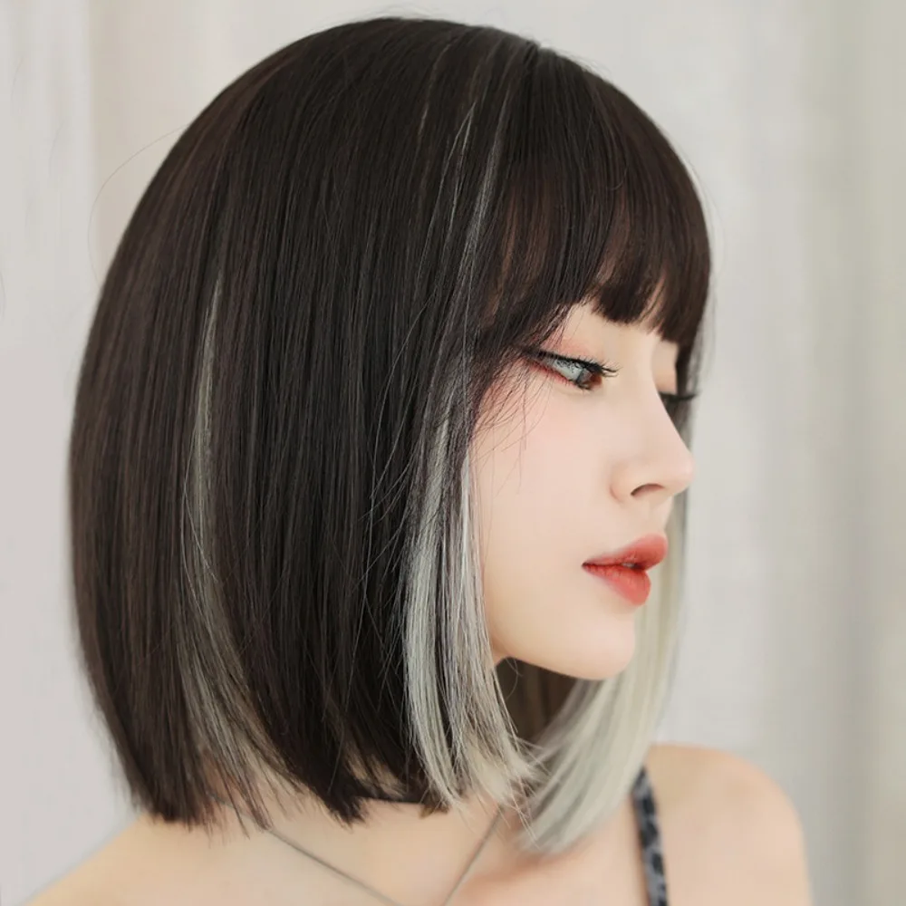 

Tools Girls Natural Seamless Hair Accessories Bang Short Ombre Wigs Hanging Ear-dye Wig Straight Bob Wigs Cosplay Lolita Wig
