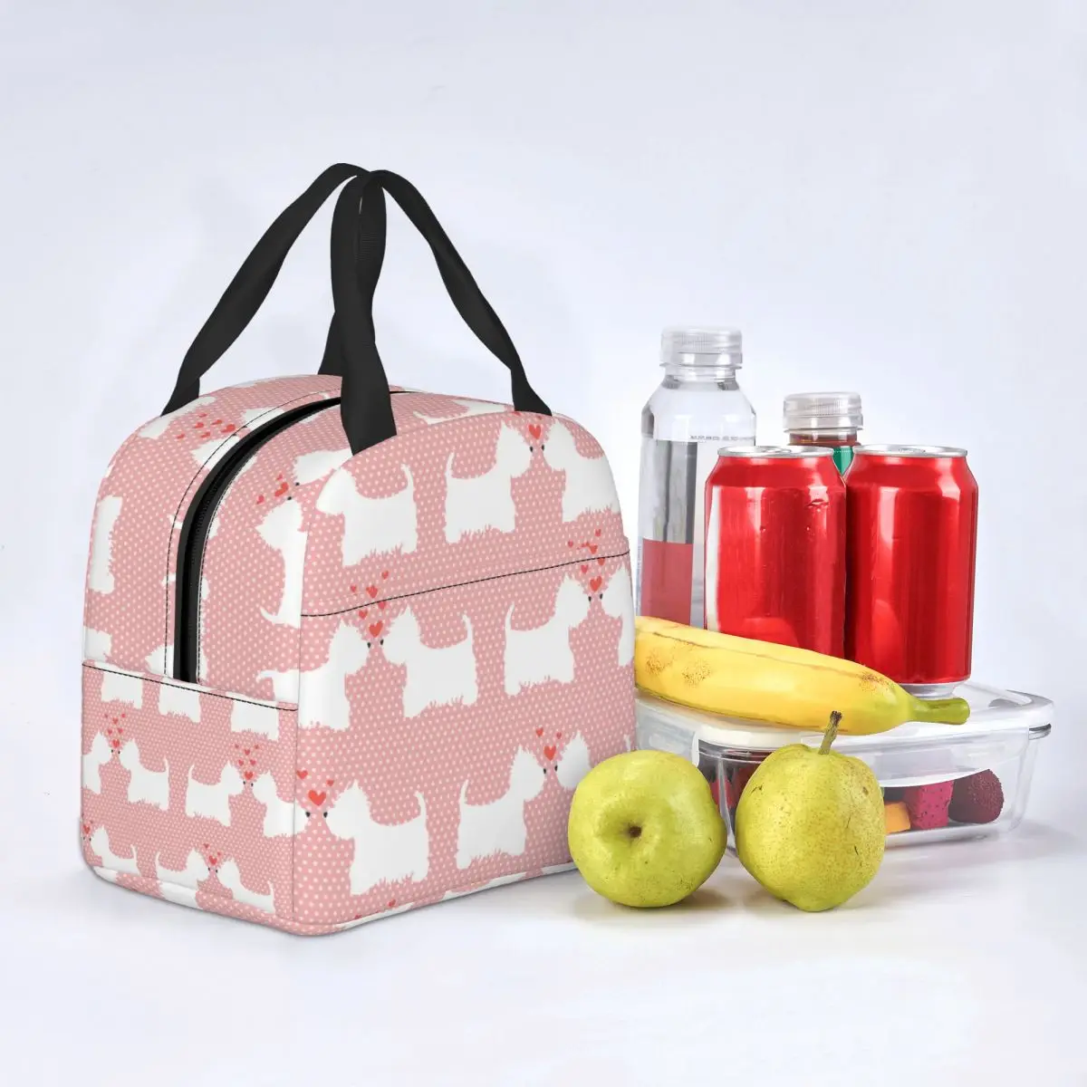 

Розовые сумки Westie West Highland Terrier для ланча, портативная изолированная сумка-холодильник для собак, тепловая сумка для пикника для женщин и детей