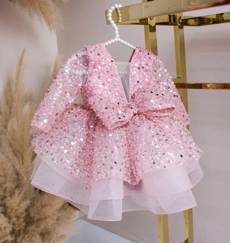 

Long Sleeves Baby Girls Dresses Puffy Tutu Outfit Flower Girl Dress Kid Birthday Prom Pageant Gown Beautiful Costume 12M 24M