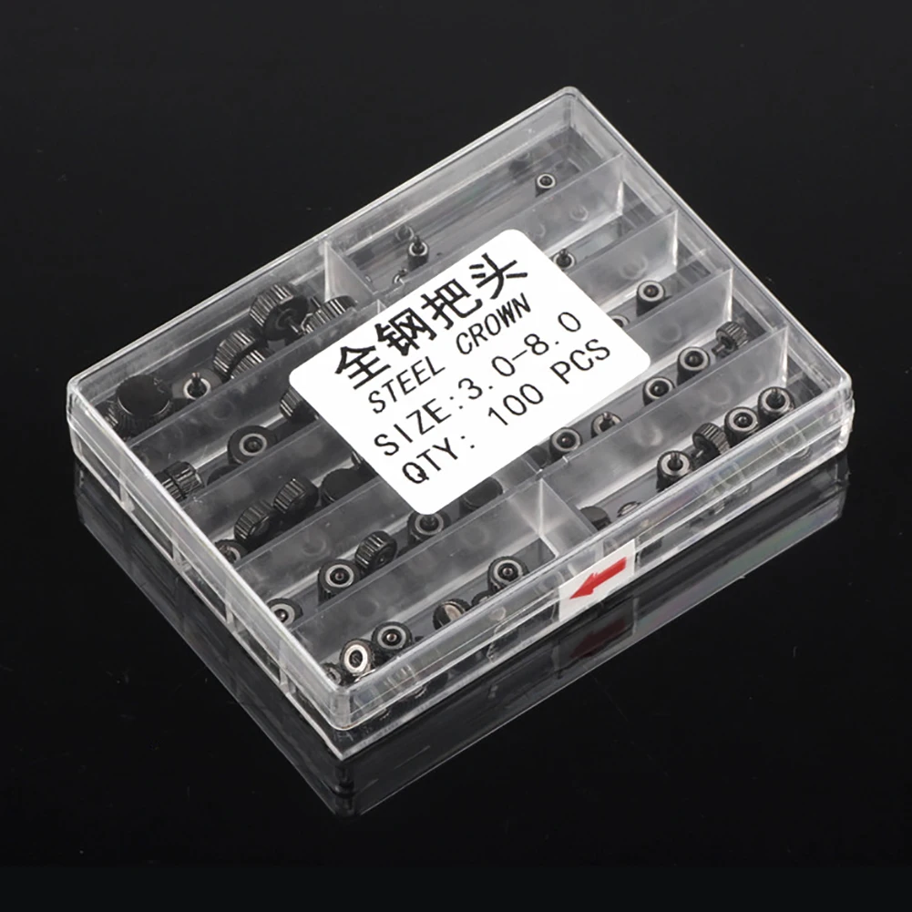 100PCS/set Quartz mechanical Watch Crowns Stainless Steel Watch Repair Tool Parts 3.0mm-8.0mm 100PCS/set Quartz mechanical Watch Crowns Stainless Steel Watch Repair Tool Parts 3.0mm-8.0mm