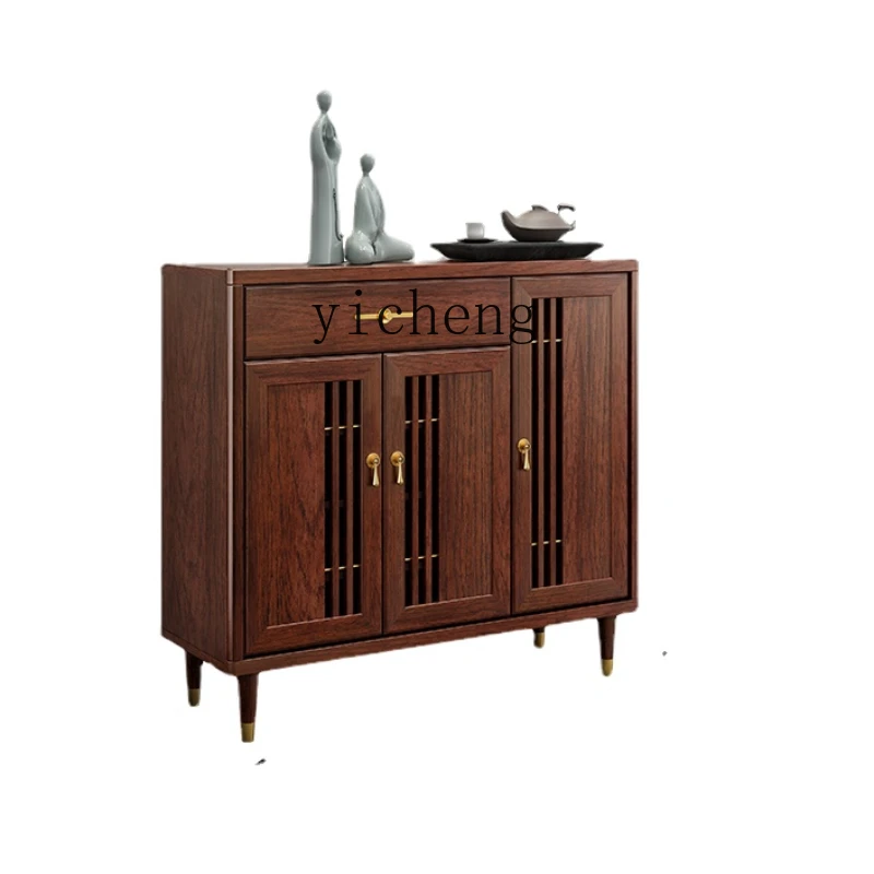 

Zc New Chinese Style Shoe Cabinet Pure Solid Wood Simple Modern Entrance Cabinet Home Doorway Storage Cabinet