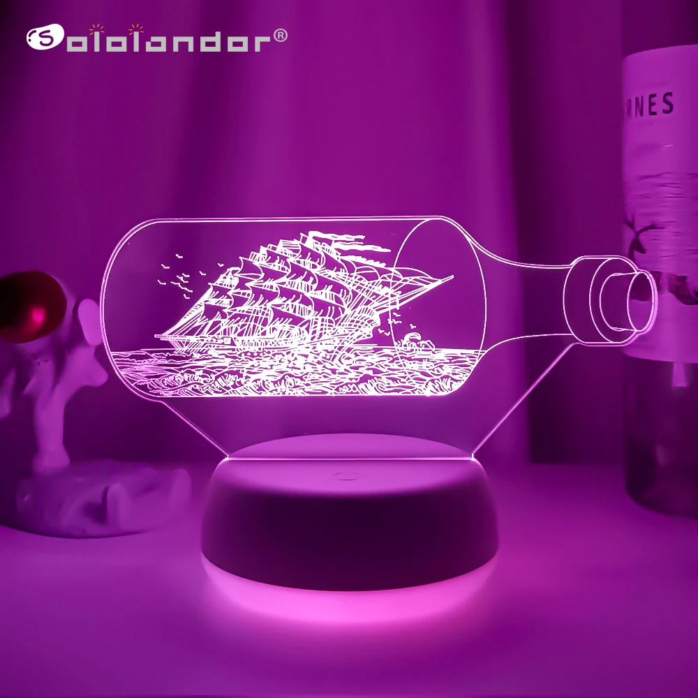

New 3d Led Light Night Creative Drift Bottle Kids Table Lamp Hologram Illusion Bedroom Living Room 7 Colors Usb Led Light Lamps