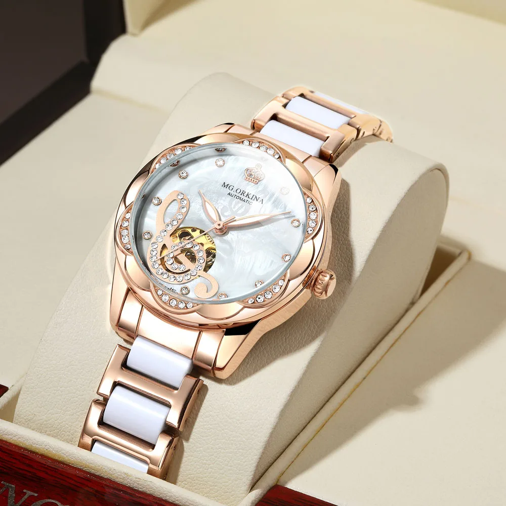 Fashion Steel Strap Mechanical Wristwatch Luxury Brand Female Clock Waterproof Skeleton Genuine Ladies Watch Relogios Feminino
Fashion Steel Strap Mechanical Wristwatch Luxury Brand Female Clock Waterproof Skeleton Genuine Ladies Watch Relogios Feminino