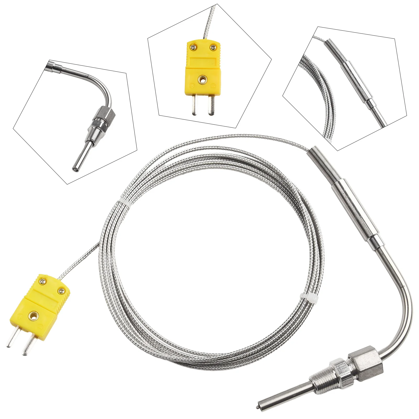 K-Type Thermocouple Exhaust Probe High Temperature Sensor Threads 2M EGT Stainless Steel Mini K-Type Connector 0-1250 Celsius
K-Type Thermocouple Exhaust Probe High Temperature Sensor Threads 2M EGT Stainless Steel Mini K-Type Connector 0-1250 Celsius