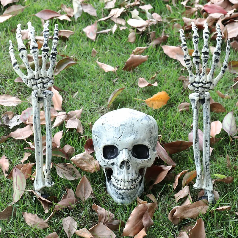 

Halloween Decoration To Insert Skull Simulation Skeleton Props Ghost Festival Garden Skeleton Decoration Three-piece Skeleton