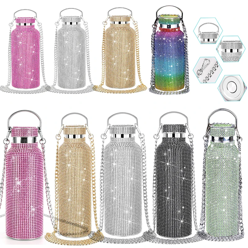 350/500/750ml Reusable Diamond Thermos Bottles Portable Glitter Rhinestone Water Bottle Stainless Steel Thermal Flask as Gift
350/500/750ml Reusable Diamond Thermos Bottles Portable Glitter Rhinestone Water Bottle Stainless Steel Thermal Flask as Gift