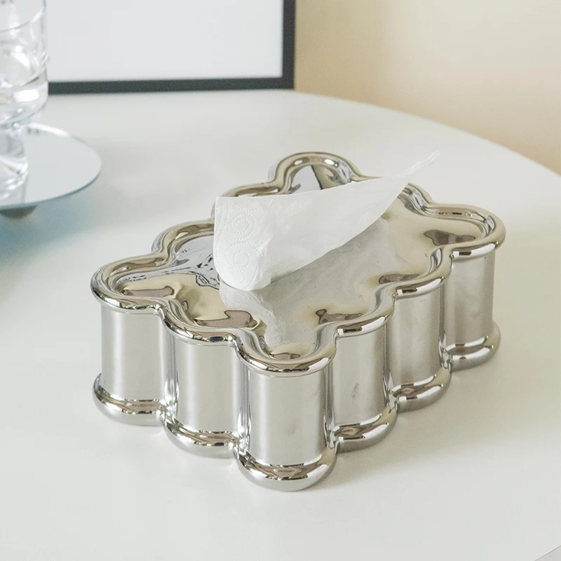 

Modern light luxury ceramic tissue box ins high value creative living room ornaments tea table design sense napkin drawer box